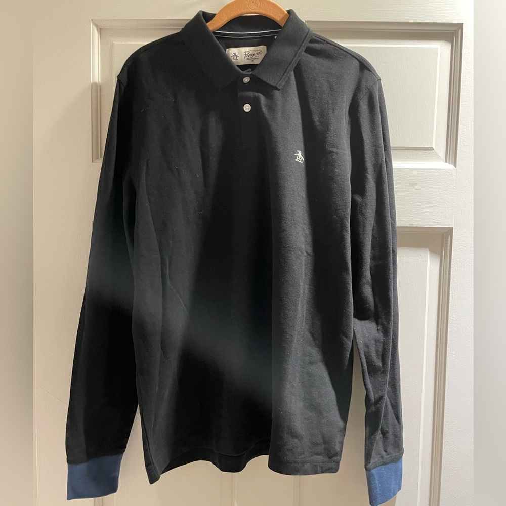 2 for $40 Men's Black Polo Shirt with Blue Cuffs